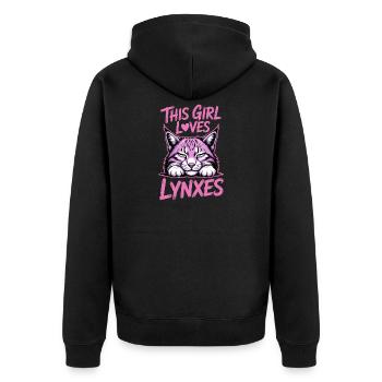 Lynx Dictions Lynx Fille Drôle de Lynx Cadeau de Lynx - Veste à capuche bio Premium Unisexe - noir - Dos - Nico (187cm)