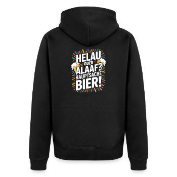 Bier Karneval Fasching Köln Helau oder Alaaf Bier - Unisex Premium Bio Zip Hoodie - Schwarz - Hinten - Nico (187cm)