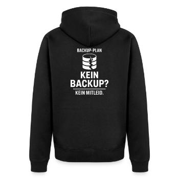 Backup Plan: No Backup? - Unisex Premium Organic Zip Hoodie - black - Back - Nico (187cm)