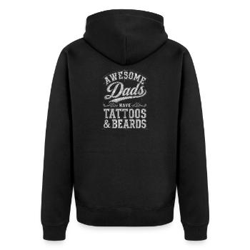 Väter mit Tattoos und Bärten - Unisex Premium Bio Zip Hoodie - Schwarz - Hinten - Nico (187cm)