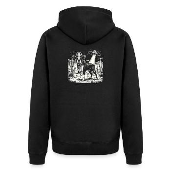 Cowboy Boston Terrier OVNI Amant des chiens drôles - Veste à capuche bio Premium Unisexe - noir - Dos - Nico (187cm)
