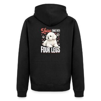 Bichon Frise Dog Breed - Unisex Premium Bio Zip Hoodie - Schwarz - Hinten - Nico (187cm)