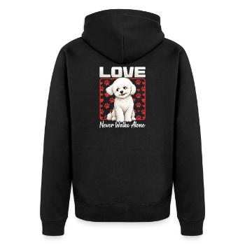 Bichon Frise Dog Breed - Unisex Premium Bio Zip Hoodie - Schwarz - Hinten - Nico (187cm)
