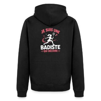 Je suis une Badiste qui déchire - Veste à capuche bio Premium Unisexe - noir - Dos - Nico (187cm)
