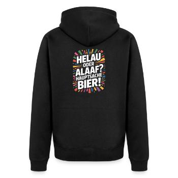 Bier Karneval Fasching Köln Helau oder Alaaf Bier - Unisex Premium Bio Zip Hoodie - Schwarz - Hinten - Nico (187cm)