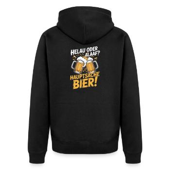 Bier Karneval Fasching Köln Helau oder Alaaf Bier - Unisex Premium Bio Zip Hoodie - Schwarz - Hinten - Nico (187cm)