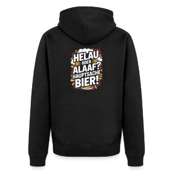 Bier Karneval Fasching Köln Helau oder Alaaf Bier - Unisex Premium Bio Zip Hoodie - Schwarz - Hinten - Nico (187cm)