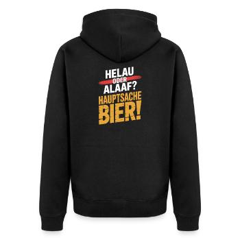 Bier Karneval Fasching Köln Helau oder Alaaf Bier - Unisex Premium Bio Zip Hoodie - Schwarz - Hinten - Nico (187cm)