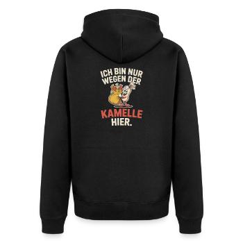 Karneval Nur Wegen Der Kamelle Hier Karnevalszug - Unisex Premium Bio Zip Hoodie - Schwarz - Hinten - Nico (187cm)