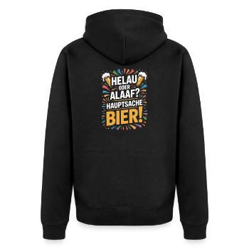 Bier Karneval Fasching Köln Helau oder Alaaf Bier - Unisex Premium Bio Zip Hoodie - Schwarz - Hinten - Nico (187cm)