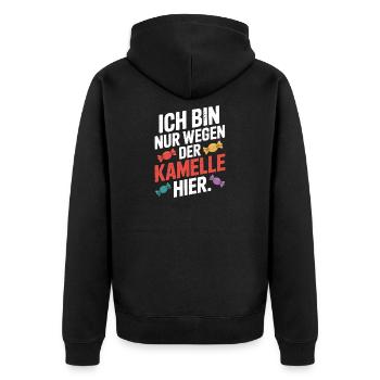 Karneval Nur Wegen Der Kamelle Hier Karnevalszug - Unisex Premium Bio Zip Hoodie - Schwarz - Hinten - Nico (187cm)