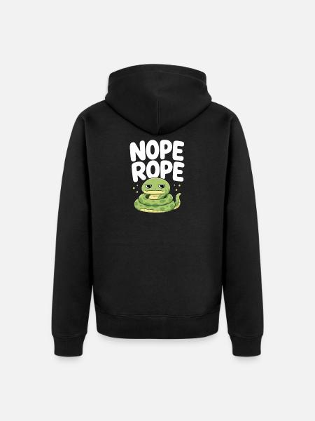 Nope Rope Funny Grumpy Green - Unisex Premium Organic Zip Hoodie - black