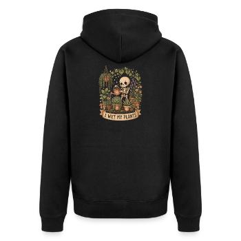 Ich Mache Meine Pflanzen Nass. Lustiges - Unisex Premium Bio Zip Hoodie - Schwarz - Hinten - Nico (187cm)