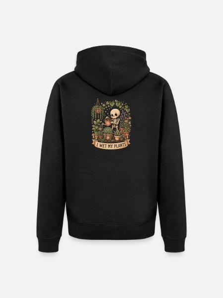 I wet my plants. Fun - Unisex Premium Organic Zip Hoodie - black