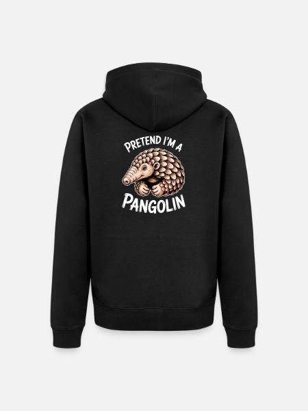 Pangolin Sayings Pine Cone Gift - Unisex Premium Organic Zip Hoodie - black