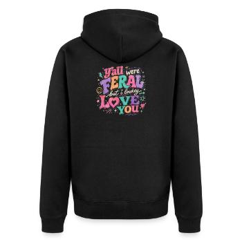 Lehrerin Spruch Humor Schule Geschenkidee - Unisex Premium Bio Zip Hoodie - Schwarz - Hinten - Nico (187cm)