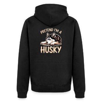 Husky Sayings Huskies Funny Husky Gift - Unisex Premium Organic Zip Hoodie - black - Back - Nico (187cm)