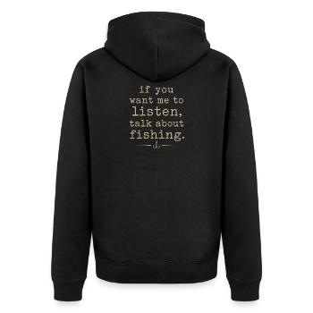 Angler Spruch Angeln Humor Fishing Geschenkidee - Unisex Premium Bio Zip Hoodie - Schwarz - Hinten - Nico (187cm)