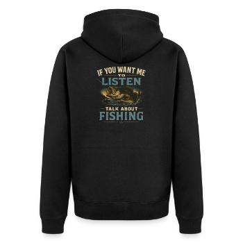 Angler Spruch Angeln Humor Fishing Geschenkidee - Unisex Premium Bio Zip Hoodie - Schwarz - Hinten - Nico (187cm)