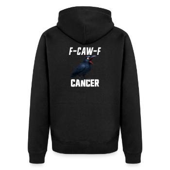 F-Caw-F Krebskrähe Krebsüberlebender FCAWF Krebs - Unisex Premium Bio Zip Hoodie - Schwarz - Hinten - Nico (187cm)