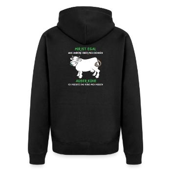 Ich möchte das Kühe mich mögen Landwirt Bauer - Unisex Premium Bio Zip Hoodie - Schwarz - Hinten - Nico (187cm)