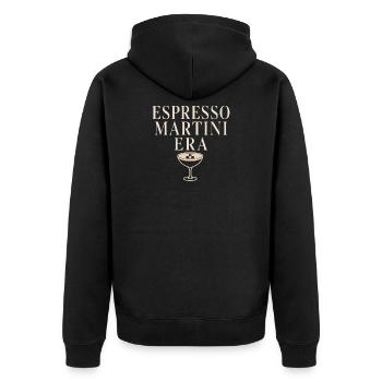 Espresso-martini-social-club-cocktail-geschenk - Unisex Premium Bio Zip Hoodie - Schwarz - Hinten - Nico (187cm)