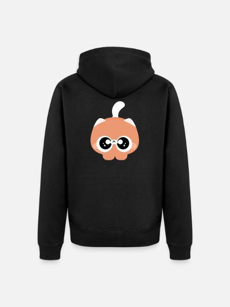 Bébé Chat aux Grands Yeux - Veste à capuche bio Premium Unisexe - noir