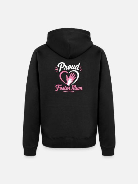 Stolzes Pflegemama-Herzemblem - Unisex Premium Bio Zip Hoodie - Schwarz