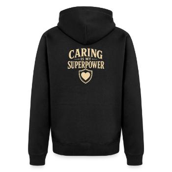 Care for the elderly for parents, family caregivers, - Unisex Premium Organic Zip Hoodie - black - Back - Nico (187cm)