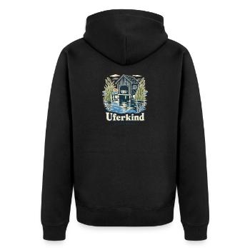 Uferkind Bodensee, Wochenende am See Heimatmotiv - Unisex Premium Organic Zip Hoodie - black - Back - Nico (187cm)