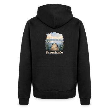 Wochenende am See, Bodensee Uferkind Heimatmotiv - Unisex Premium Organic Zip Hoodie - black - Back - Nico (187cm)