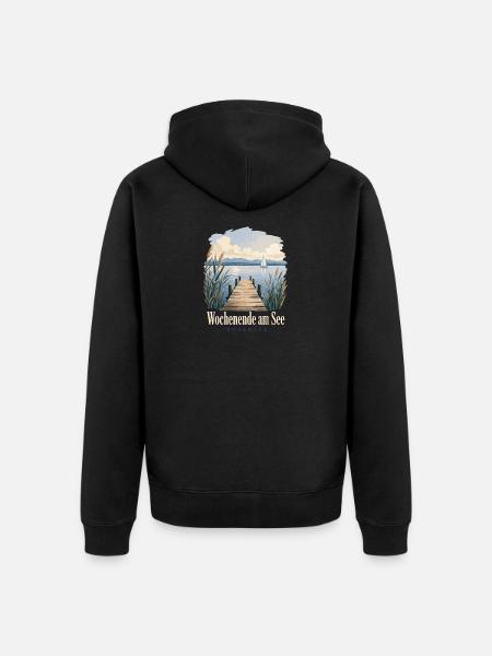 Wochenende am See, Bodensee Uferkind Heimatmotiv - Unisex Premium Organic Zip Hoodie - black