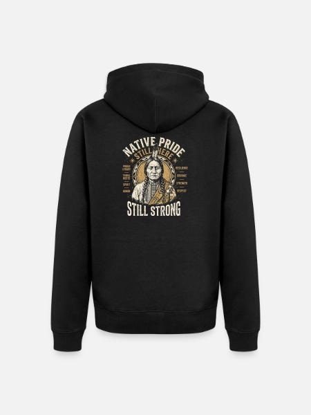 Native Pride Still Here Still Strong - Unisex Premium Bio Zip Hoodie - Schwarz