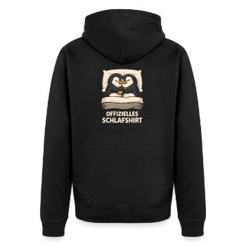 Offizielles Schlafshirt Pinguin - Unisex Premium Bio Zip Hoodie - Schwarz - Hinten - Nico (187cm)