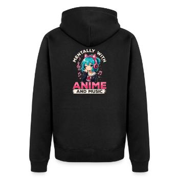 Anime et musique Chibi - Veste à capuche bio Premium Unisexe - noir - Dos - Nico (187cm)