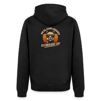 Bin Da Kann Losgehen Es Eskaliert Eh Alpaka Party - Unisex Premium Bio Zip Hoodie - Schwarz - Hinten - Nico (187cm)