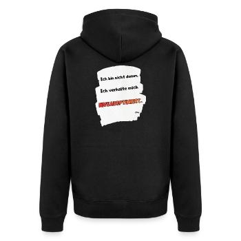 NIVEOPTIMIERT Spruchmotiv - Unisex Premium Bio Zip Hoodie - Schwarz - Hinten - Nico (187cm)