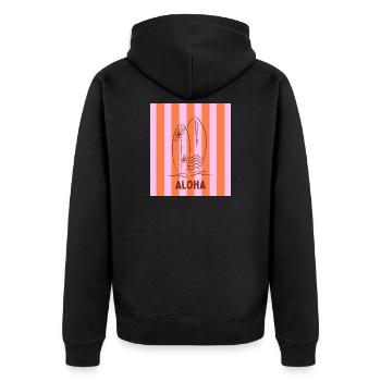 Aloha Surfboard - Unisex Premium Bio Zip Hoodie - Schwarz - Hinten - Nico (187cm)
