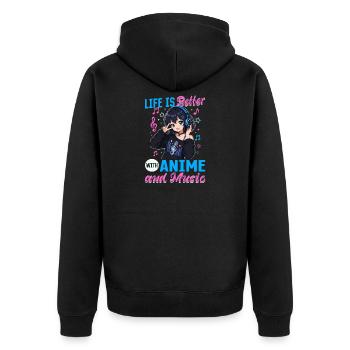 Anime et musique Chibi - Veste à capuche bio Premium Unisexe - noir - Dos - Nico (187cm)
