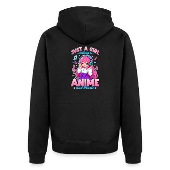 Anime et musique Chibi - Veste à capuche bio Premium Unisexe - noir - Dos - Nico (187cm)