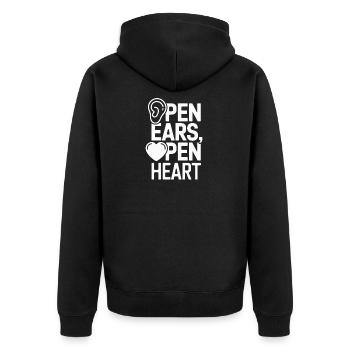 Oreilles ouvertes, déclaration à cœur ouvert pour l’empathie et - Veste à capuche bio Premium Unisexe - noir - Dos - Nico (187cm)