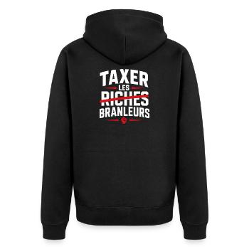 Taxer les riches affiche révoltée - Veste à capuche bio Premium Unisexe - noir - Dos - Nico (187cm)