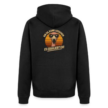 Kann Losgehen Es Eskaliert Eh Flamingo Party - Unisex Premium Bio Zip Hoodie - Schwarz - Hinten - Nico (187cm)