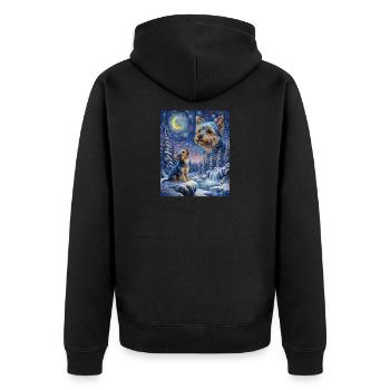 Hurlement vers la Lune Mème Chien Yorkshire Terrier - Veste à capuche bio Premium Unisexe - noir - Dos - Nico (187cm)