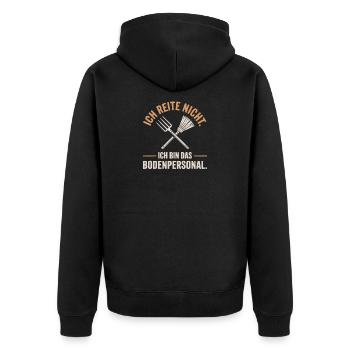 Pferde Ich Reite Nicht Ich Bin Das Bodenpersonal - Unisex Premium Bio Zip Hoodie - Schwarz - Hinten - Nico (187cm)