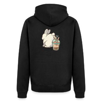Bubble Tea Boba Drôle de Lapin mignon - Veste à capuche bio Premium Unisexe - noir - Dos - Nico (187cm)