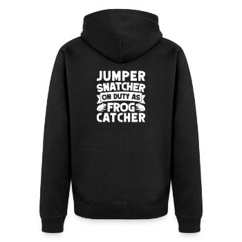 Frog Catcher Jumper Snatcher Frog - Unisex Premium Bio Zip Hoodie - Schwarz - Hinten - Nico (187cm)