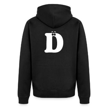 Large D Style Print | Letter D funny D logo - Unisex Premium Organic Zip Hoodie - black - Back - Nico (187cm)