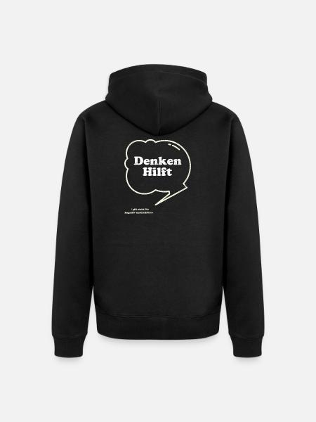 Denken Hilft Lustiger Sarkasmus - Unisex Premium Bio Zip Hoodie - Schwarz