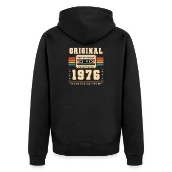 Cadeau du 50e anniversaire Août 1976 - Veste à capuche bio Premium Unisexe - noir - Dos - Nico (187cm)